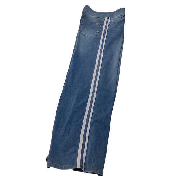 Halara Wide Leg Pants Women Size M Blue Denim Athletic Stripe Casual - Picture 9 of 10